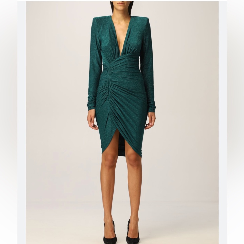 Alexandre Vauthier green ruched dress